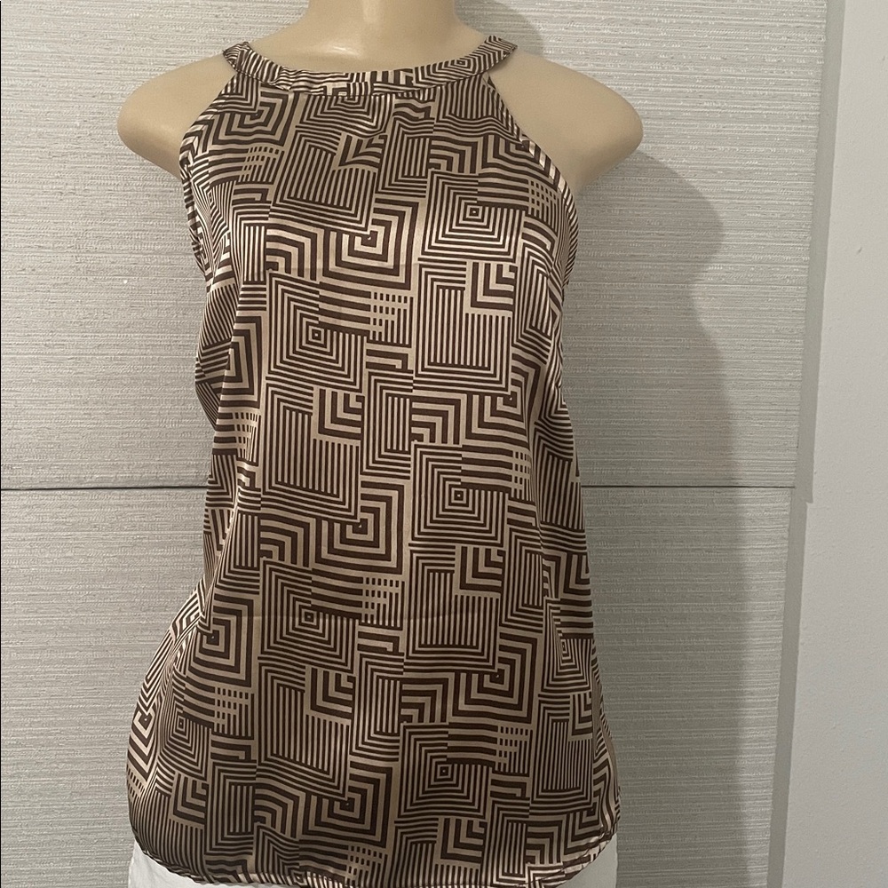 Brown Geometric Women's Top